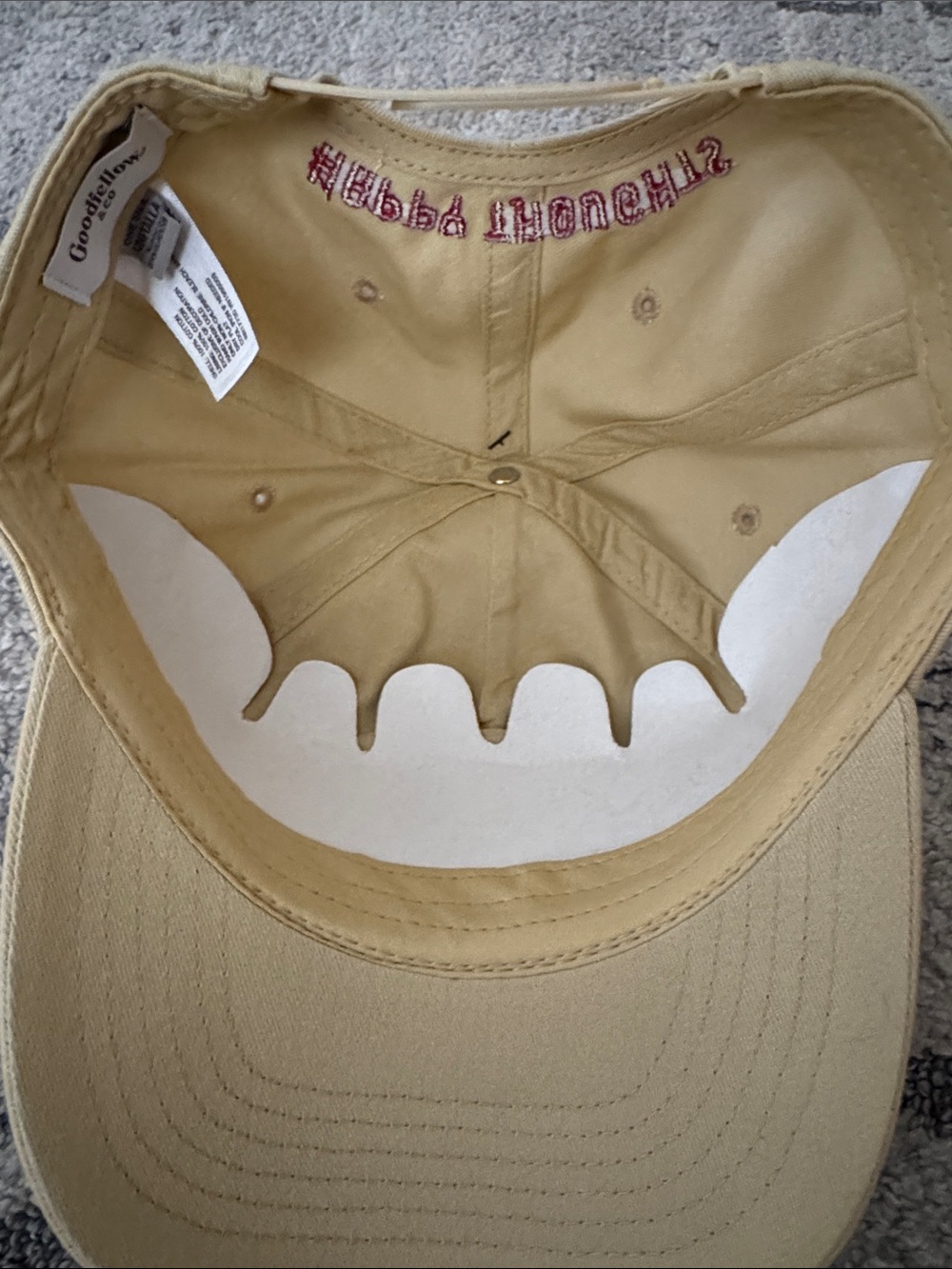 Beige Cotton Baseball Cap with Red Heart Embroidery - Picture 3 of 4